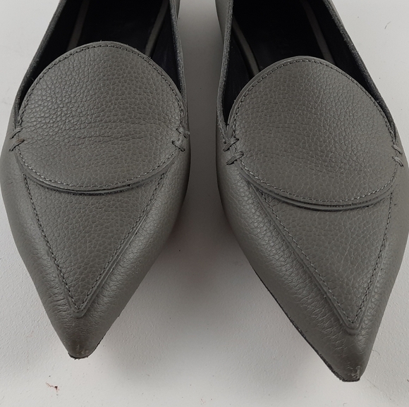 M. GEMI Italy Pointed Pebble Leather Gray Flats Slip On Loafers Flats 37 7 - Picture 4 of 14